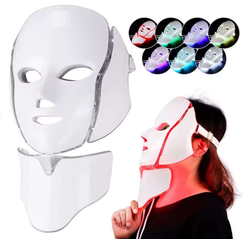 Maschera di bellezza per il viso per la cura della pelle a 7 colori con luce LED con trattamento per il ringiovanimento della pelle del collo Macchina sbiancante per terapia antiacne di bellezza - sandraperfume