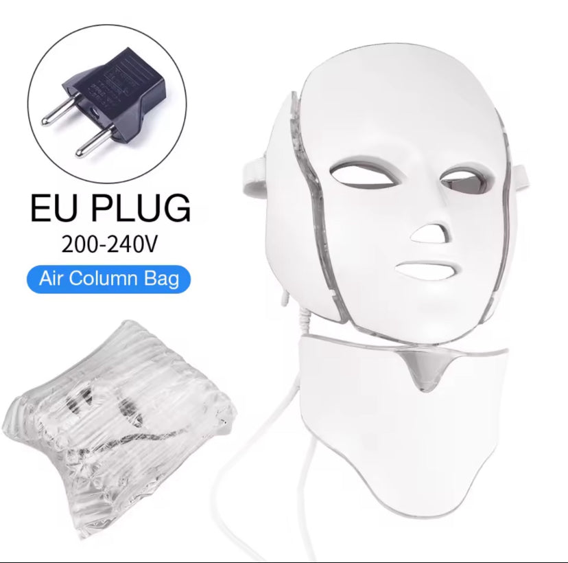 Maschera di bellezza per il viso per la cura della pelle a 7 colori con luce LED con trattamento per il ringiovanimento della pelle del collo Macchina sbiancante per terapia antiacne di bellezza - sandraperfume