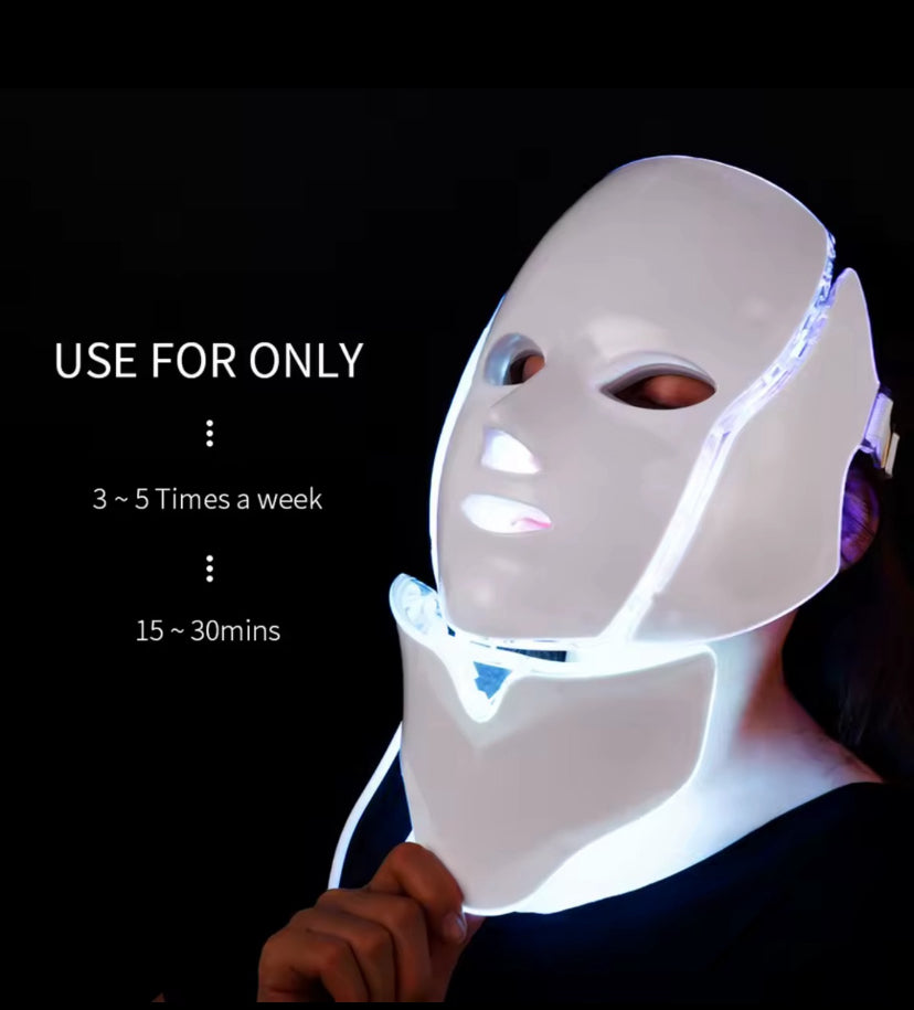 Maschera di bellezza per il viso per la cura della pelle a 7 colori con luce LED con trattamento per il ringiovanimento della pelle del collo Macchina sbiancante per terapia antiacne di bellezza - sandraperfume