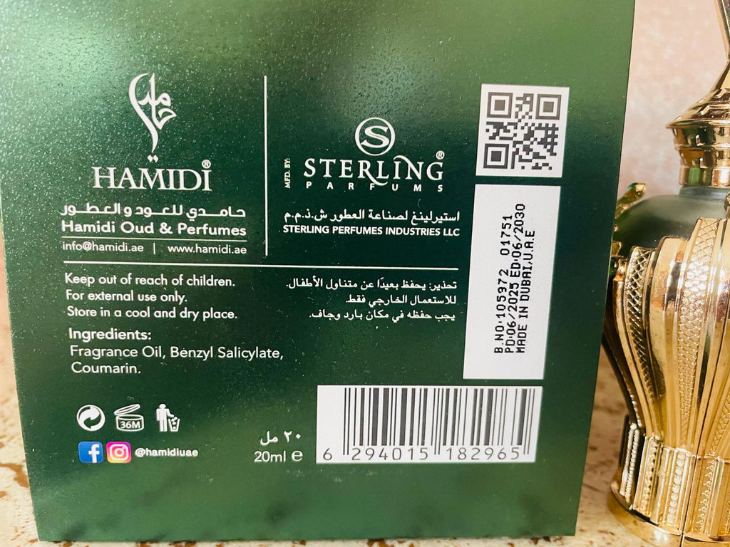 Hamidi Ghaya Olio Profumato Concentrato 20ml Uomo Unisex - Profumo Arabo Senza Alcol