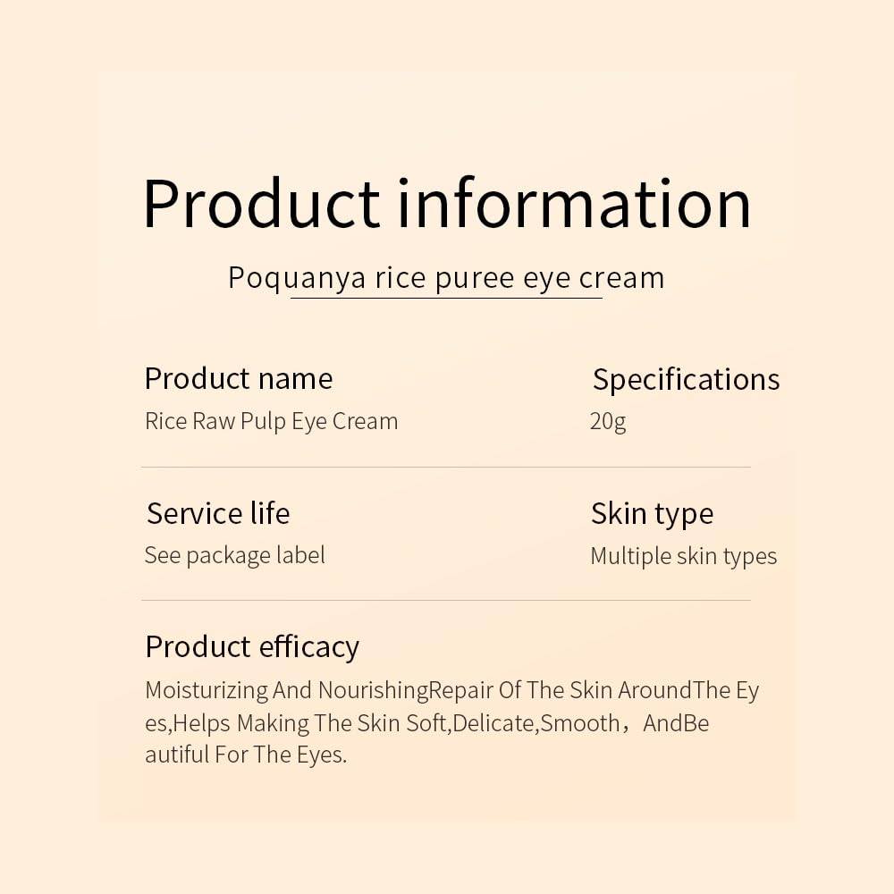 Crema contorno occhi alla polpa di riso BIOAQUA, estratto di riso, idratante, liscia e nutriente, per la pelle del contorno occhi, 20 g / 0,7 oz - sandraperfume