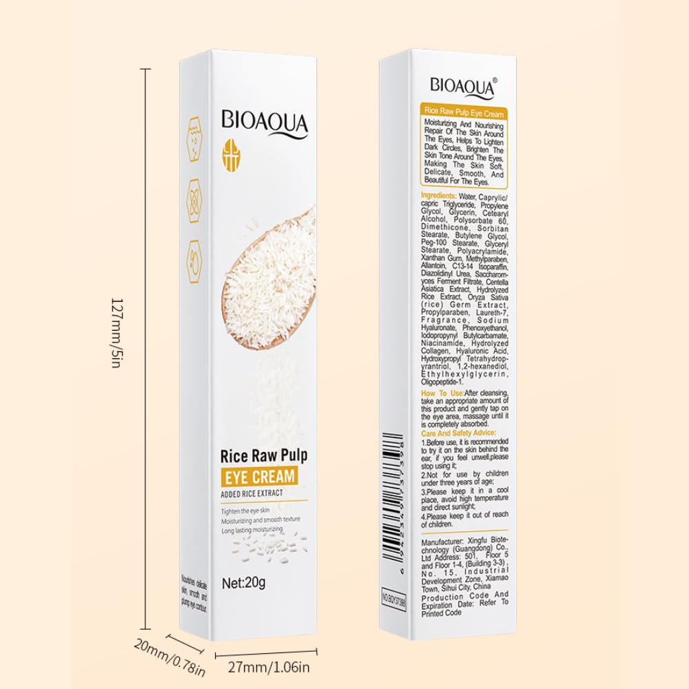 Crema contorno occhi alla polpa di riso BIOAQUA, estratto di riso, idratante, liscia e nutriente, per la pelle del contorno occhi, 20 g / 0,7 oz - sandraperfume