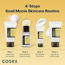COSRX All About Snail Mucin - Set per la cura della pelle coreana, mini prodotti essenziali da viaggio, set regalo da viaggio con detergente viso, siero, crema idratante e crema per gli occhi alla bava di lumaca, kit ringiovanente - sandraperfume