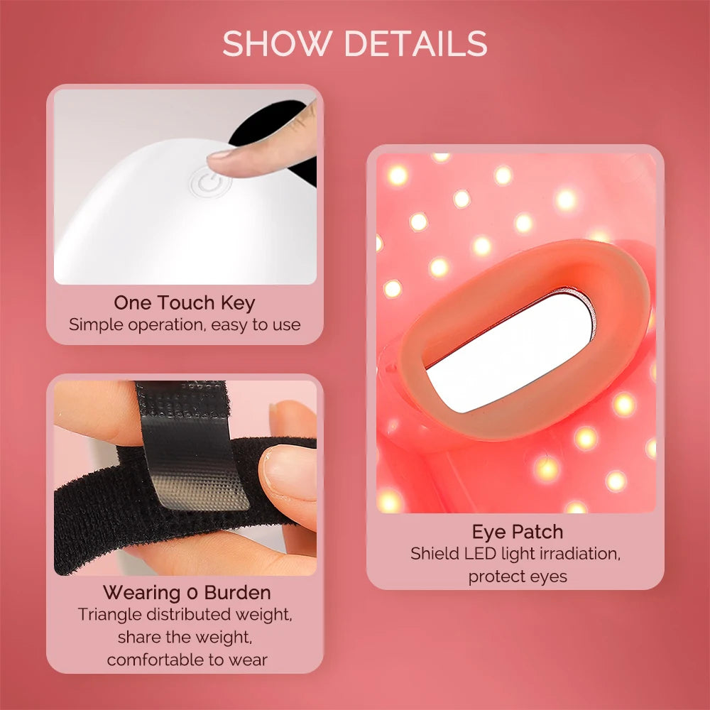 Maschera facciale a LED a 7 colori Viso e collo Photon Ringiovanimento della pelle Sbiancamento ricaricabile Cura del viso Trattamento di bellezza - sandraperfume